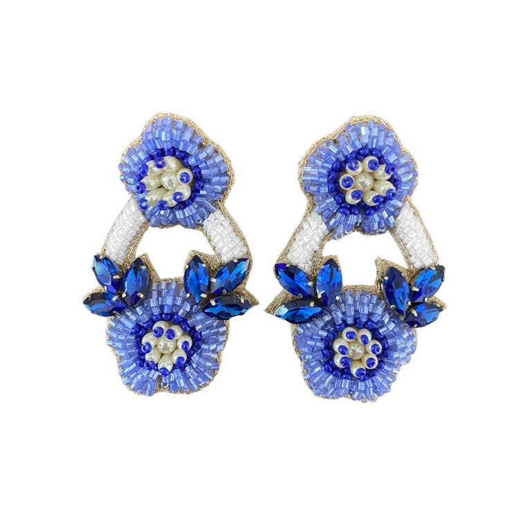 East Hampton Flower Earrings in Blue