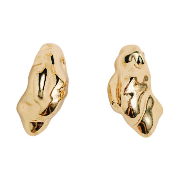 Crumpled Gold Vintage Style Huggie Hoop Earrings
